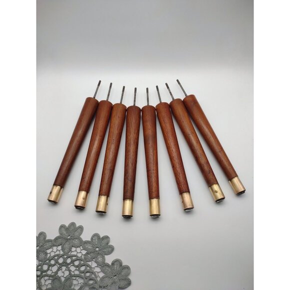 Vintage Set of 8 Mid Century Modern 11.75" Wood Tapered Coffee Table Legs, READ - Picture 3 of 17